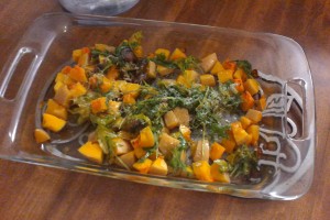 Butternut Squash, kale and mushroom salad with manchego